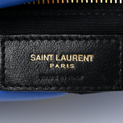 Saint Laurent Lambskin Quilted Small Loulou Puffer Monogram Chain Satchel Majorele Blue 7 of 19