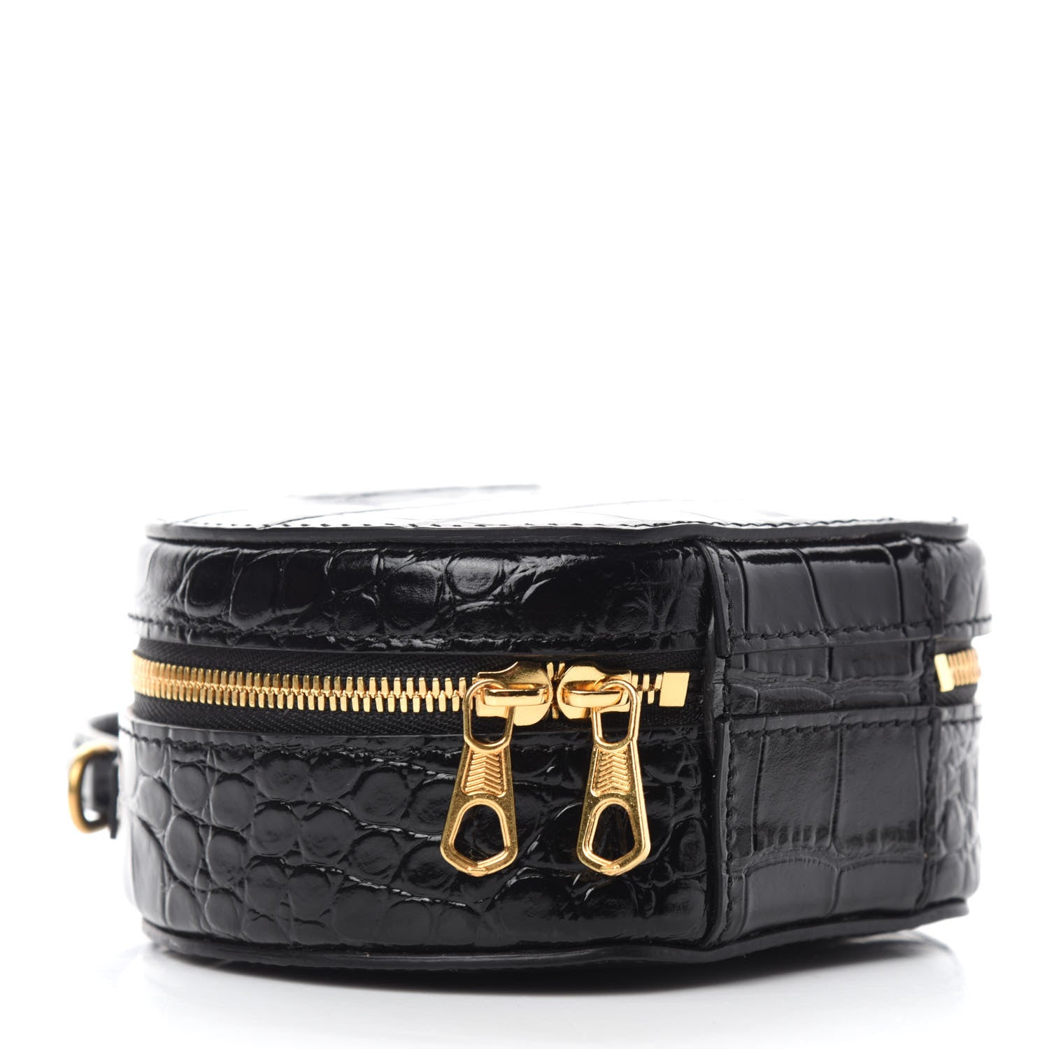 Balenciaga Calfskin Crocodile Embossed Vanity Round Bag Mini Black 4 of 10