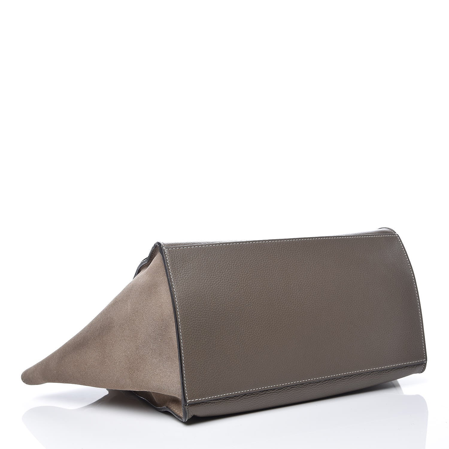 Celine Drummed Calfskin Suede Small Trapeze Souris 4 of 19