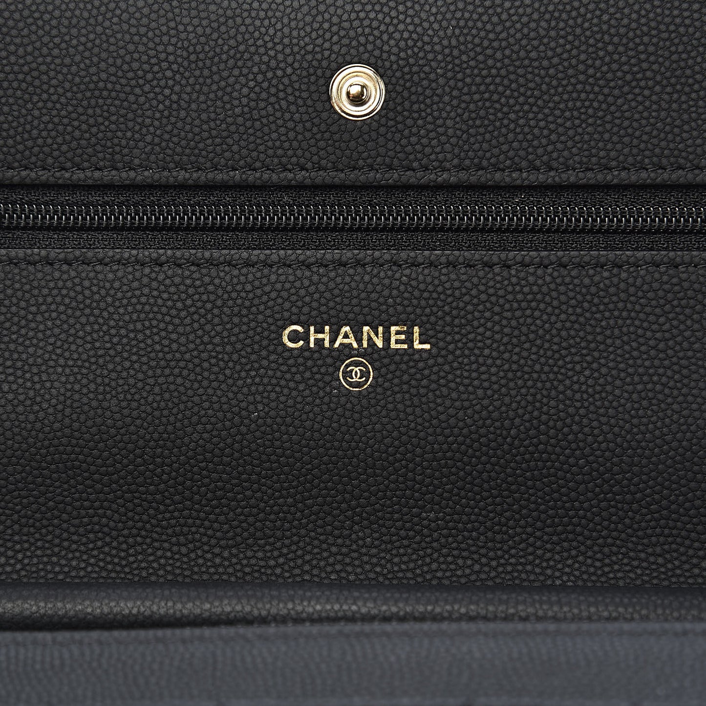 Caviar Chevron Quilted Wallet On Chain WOC Black