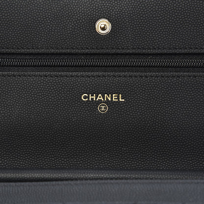 Chanel Caviar Chevron Quilted Wallet On Chain WOC Black 6 of 13