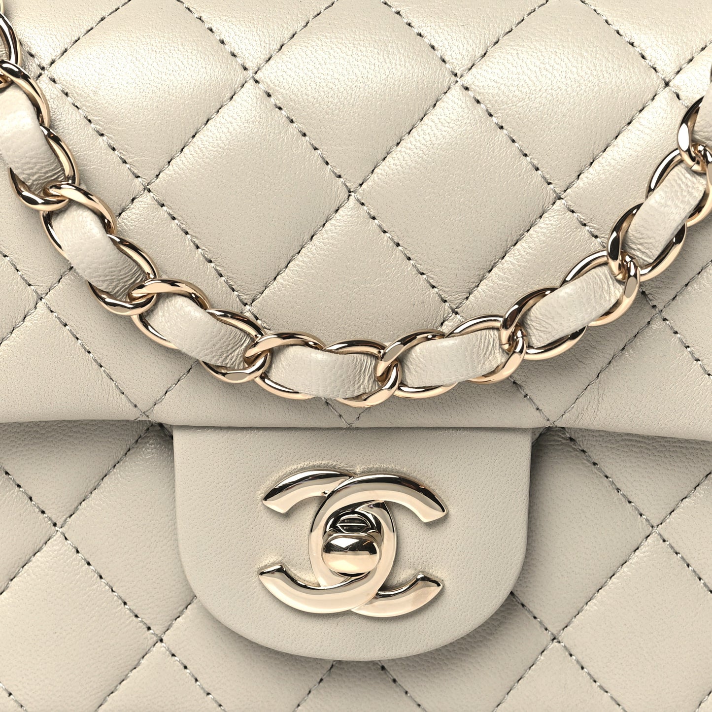 Lambskin Quilted Mini Rectangular Flap Grey