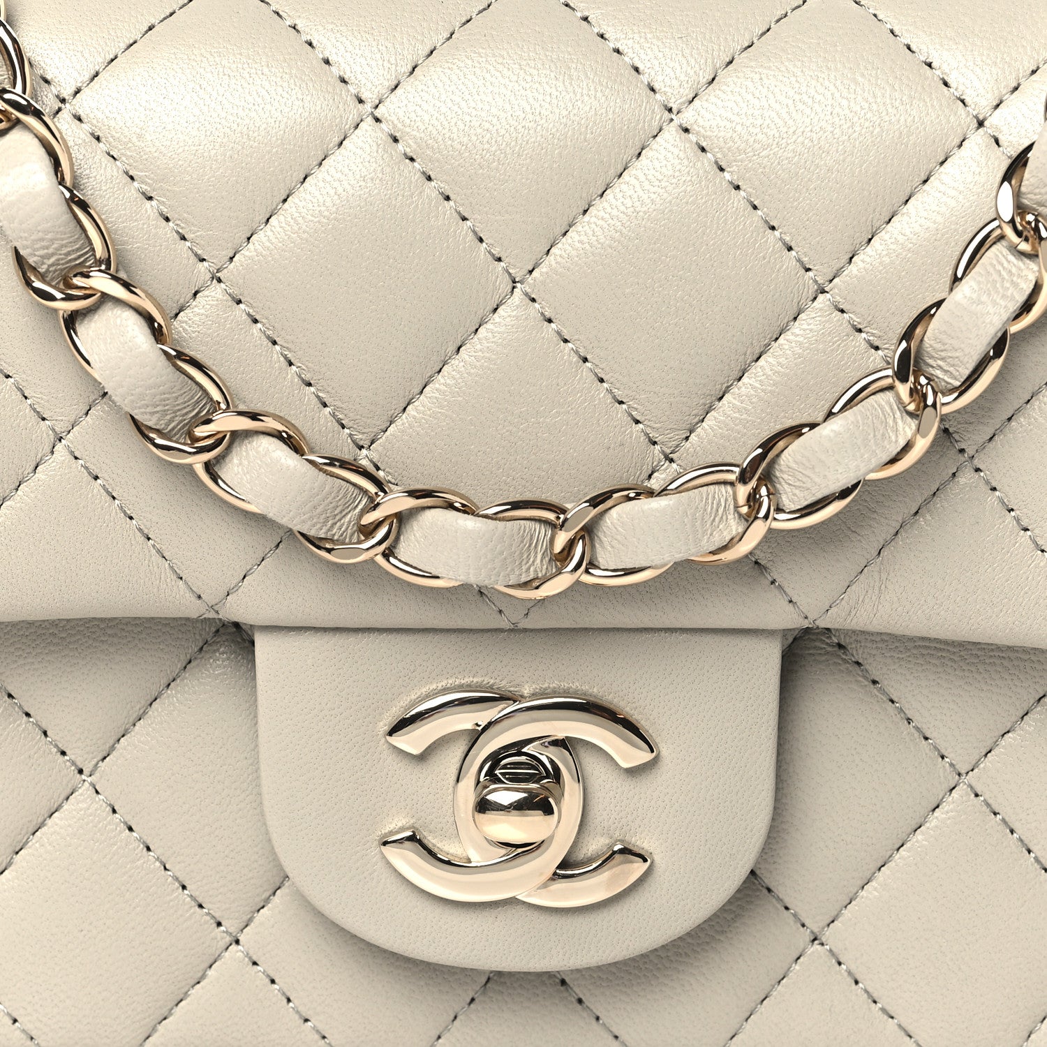Chanel Lambskin Quilted Mini Rectangular Flap Grey 8 of 11