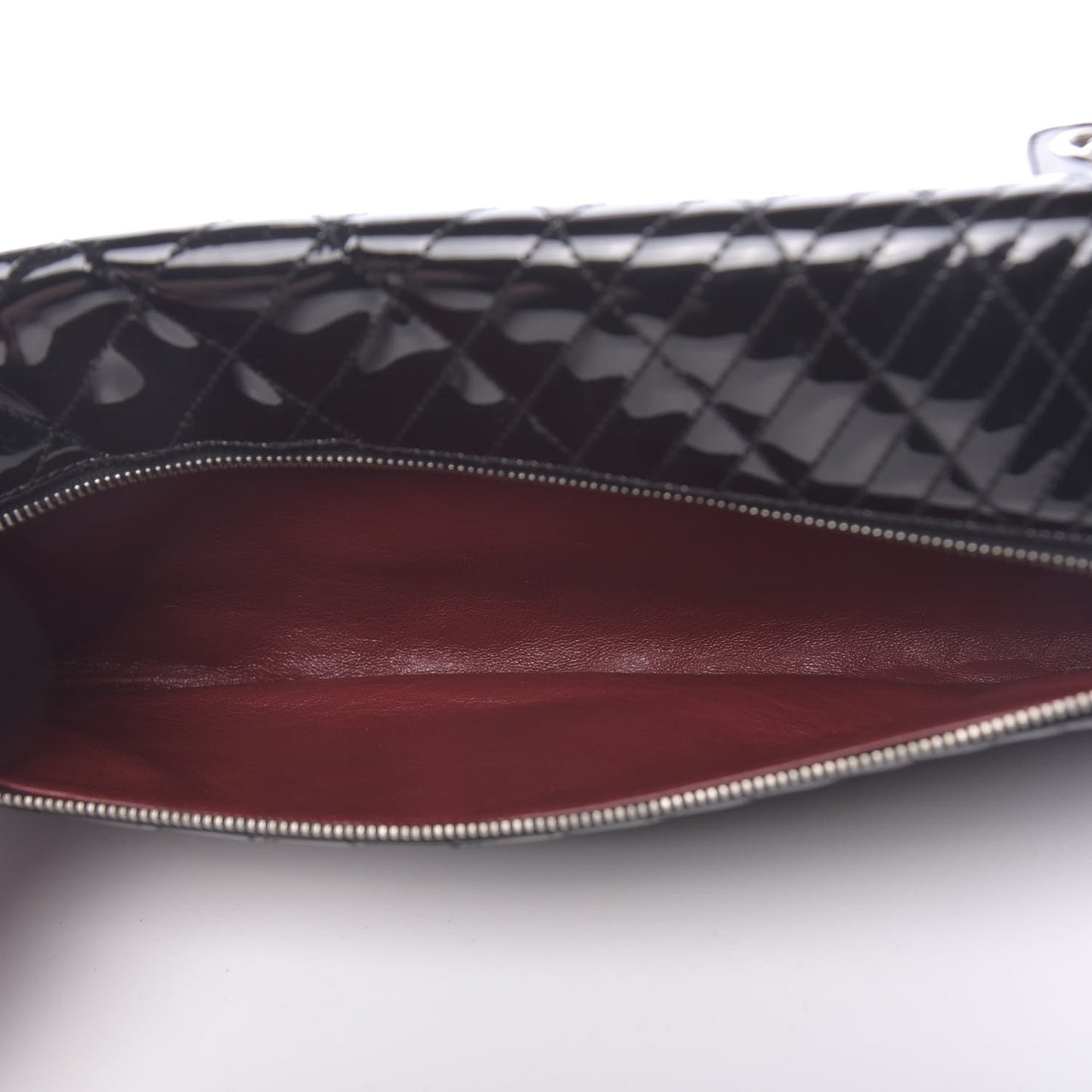 Patent Geometric Quilted Kaleidoscope Clutch Black