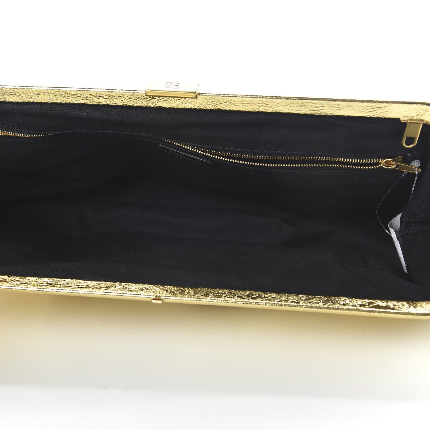 Balenciaga Metallic Textured Calfskin Logo XL Cloud Clutch Gold 5 of 9