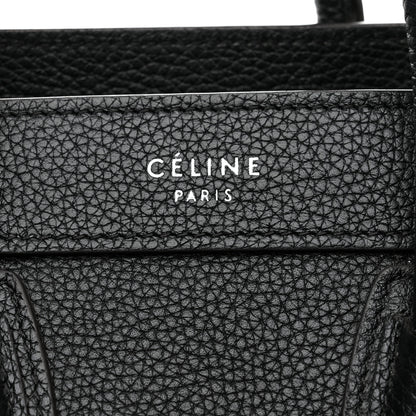 Celine Drummed Calfskin Nano Luggage Black 6 of 13