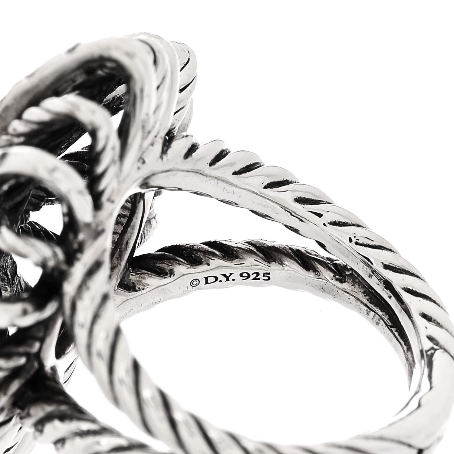 David Yurman Sterling Silver Diamond 25mm Starburst Ring 50 5.25 5 of 6