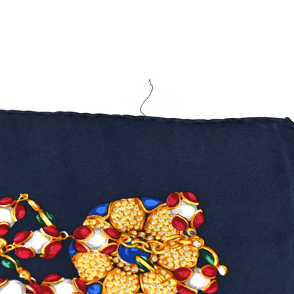 Chanel Silk Floral Scarf Blue 4 of 5