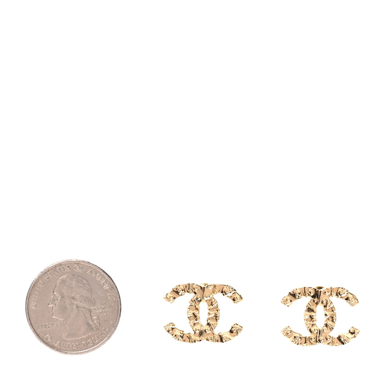 Metal Textured CC Earrings Gold