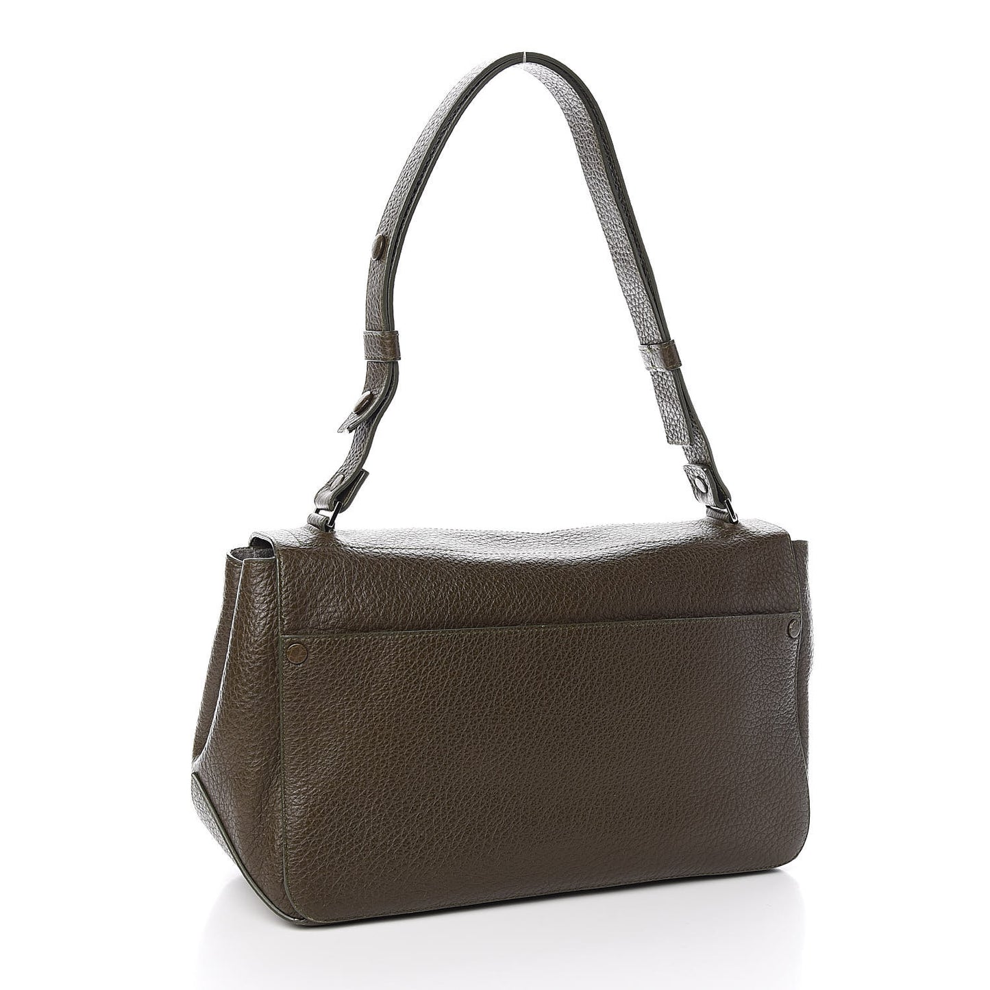 Pebbled Calfskin Double Sided PS Courier Bag Dark Moss