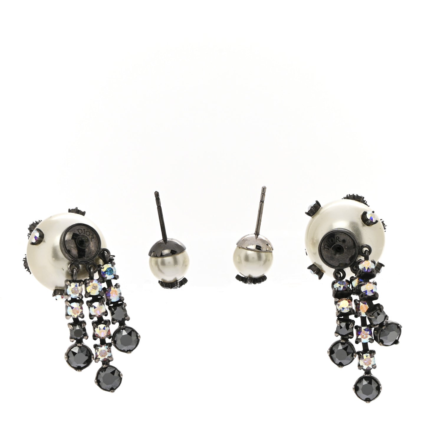 Pearl Crystal Tribales Butterfly Star Dangle Earrings Ruthenium Multicolor