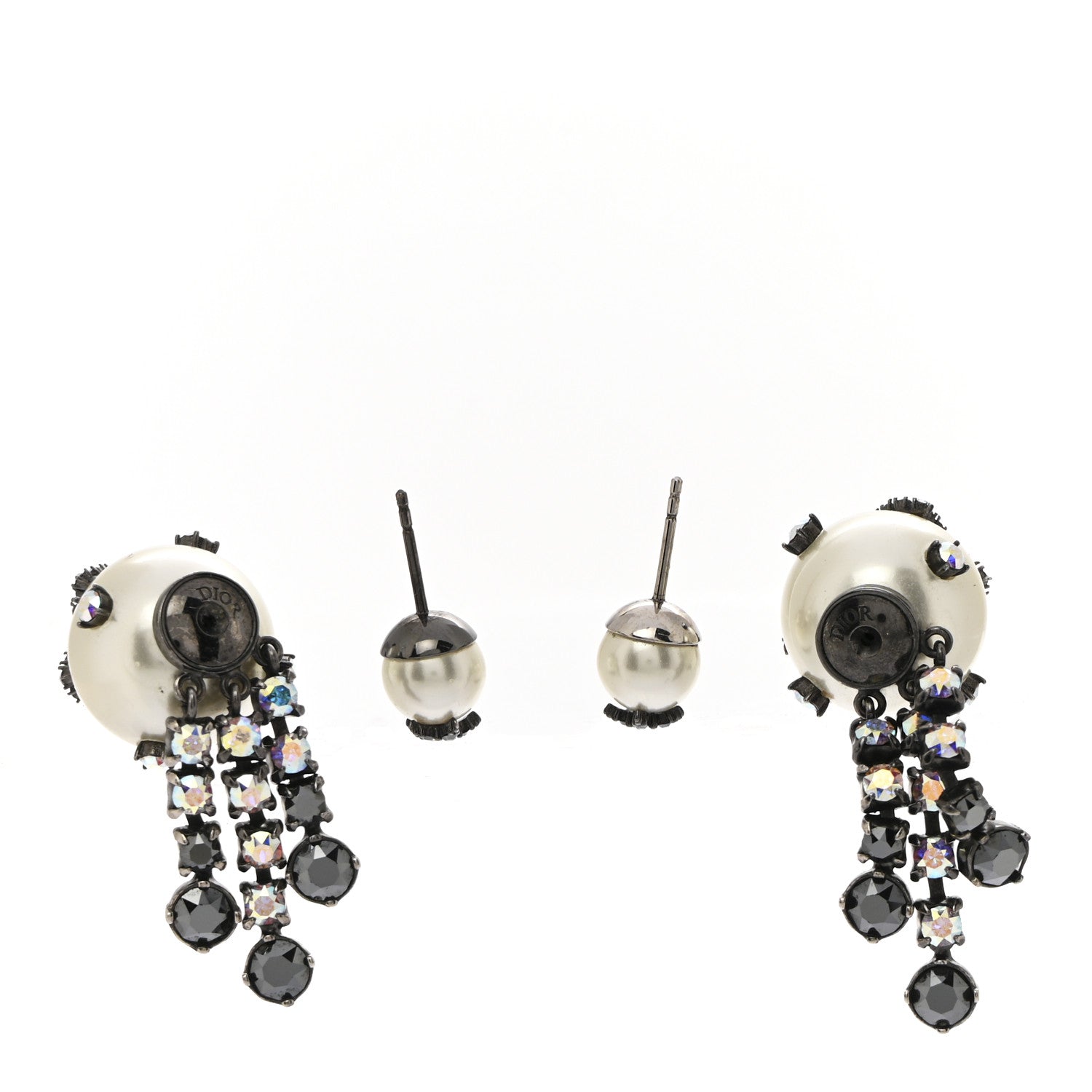 Christian Dior Pearl Crystal Tribales Butterfly Star Dangle Earrings Ruthenium Multicolor 3 of 5