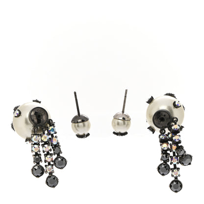 Christian Dior Pearl Crystal Tribales Butterfly Star Dangle Earrings Ruthenium Multicolor 3 of 5