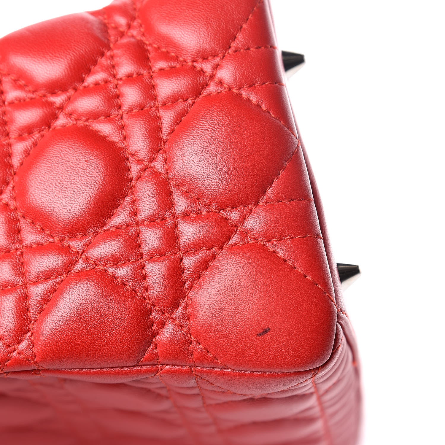 Christian Dior Lambskin Cannage Medium Lady Dior Red 10 of 12