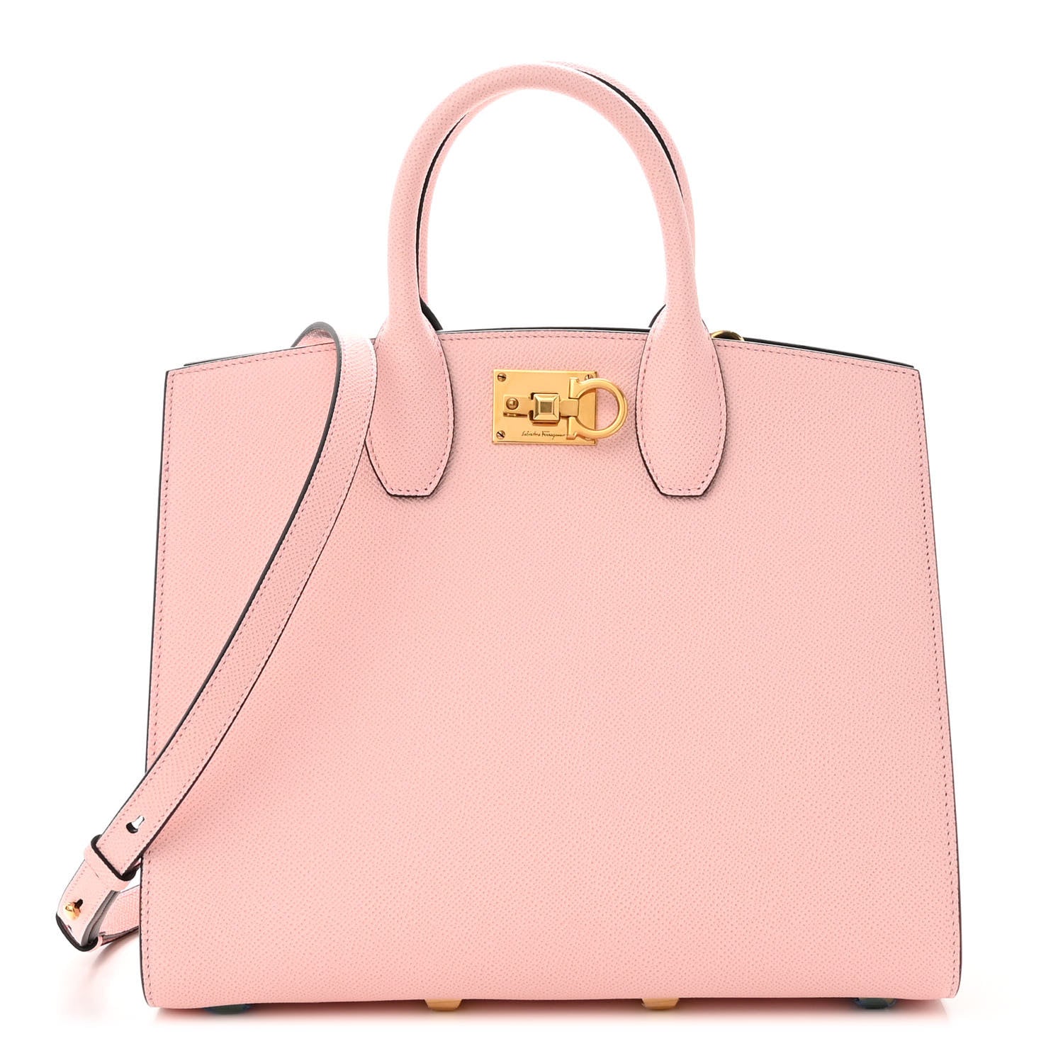 Salvatore Ferragamo Hammered Calfskin Medium The Studio Box Bag Pink 1 of 9