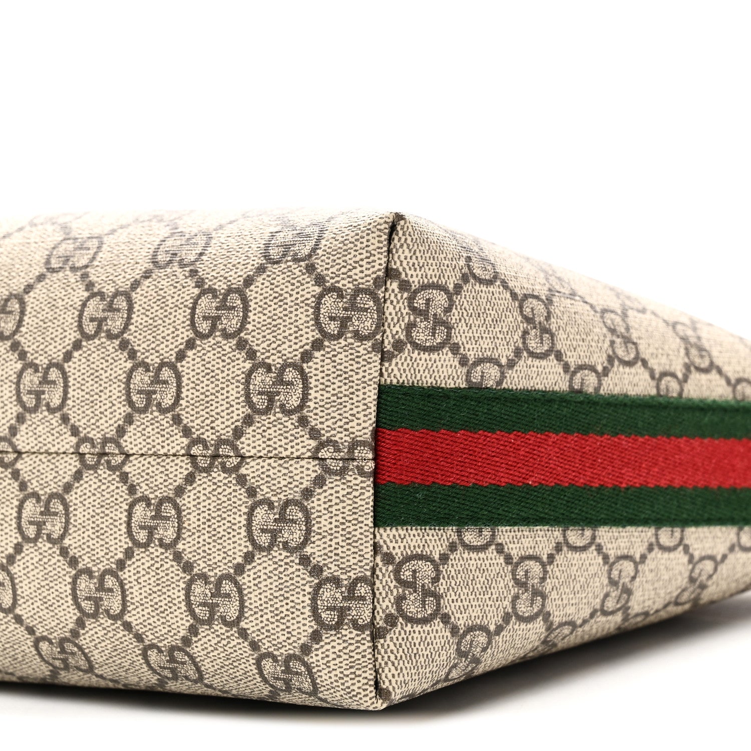 Gucci GG Supreme Monogram Textured Calfskin Web Super Mini Ophidia Shoulder Bag Beige Ebony New Acero 10 of 11