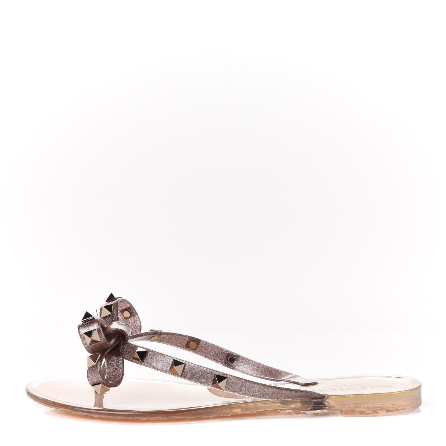 Valentino Garavani PVC Jelly Glitter Rockstud Bow Thong Sandals 36 Multicolor 1 of 18