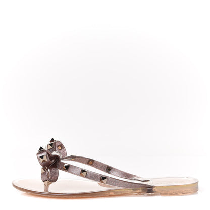 Valentino Garavani PVC Jelly Glitter Rockstud Bow Thong Sandals 36 Multicolor 1 of 18