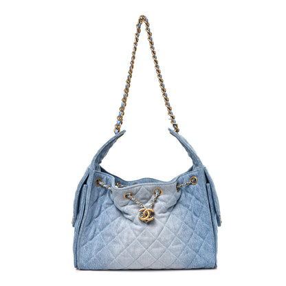 Chanel Washed Denim Quilted Small Chanel 25 Handbag Blue 1 of 10
