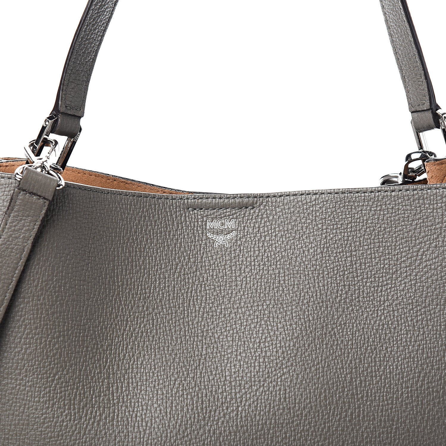 MCM Grained Calfskin Sarah Medium Visetos Hobo Grey 12 of 12