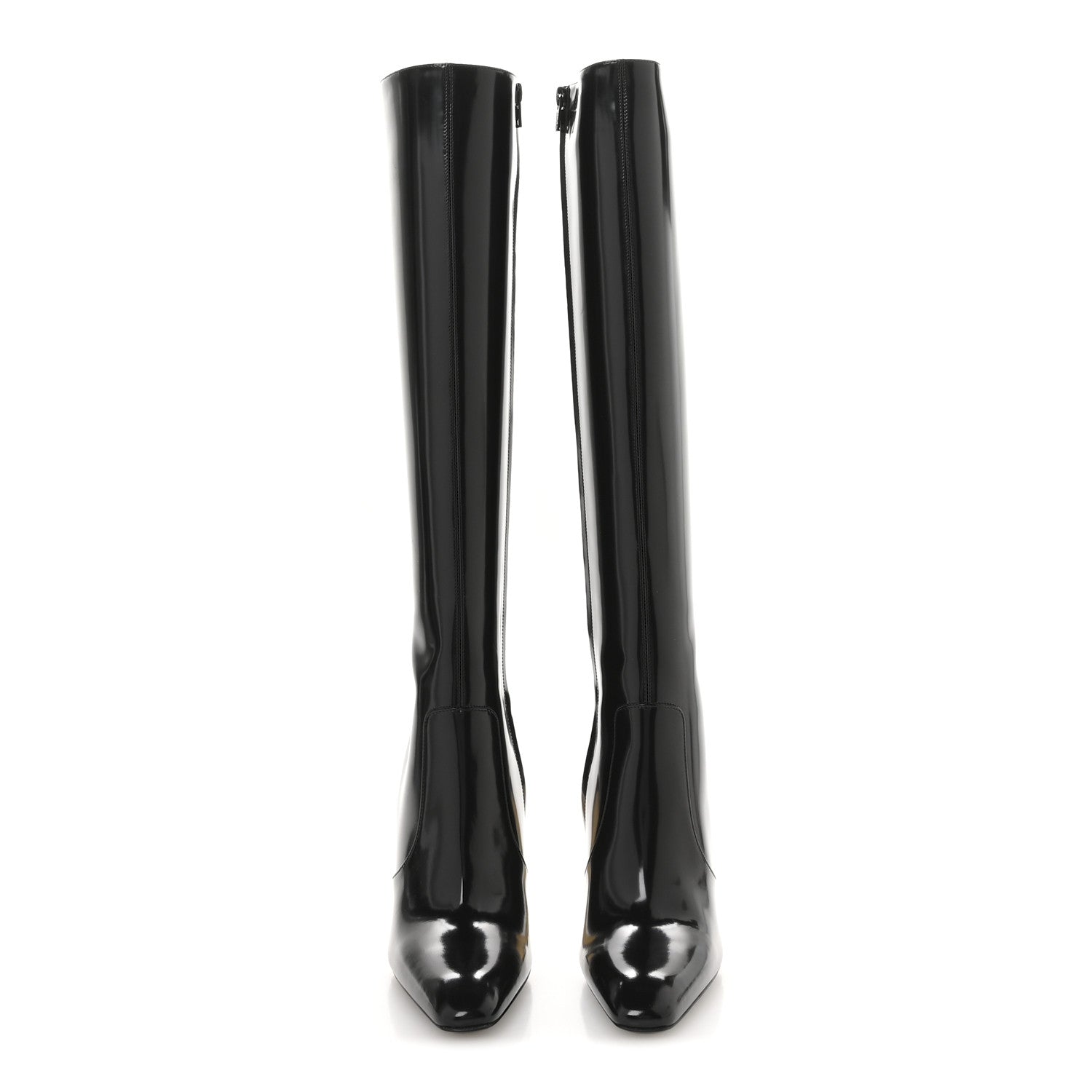 Saint Laurent Vitello Marilyn Auteuil 105 Knee High Zip Boots 38 Black 3 of 9