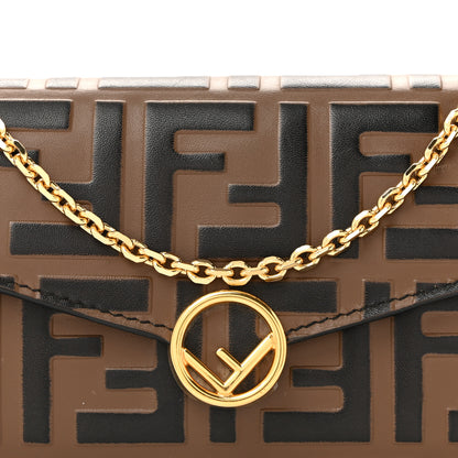 Fendi Vitello Soft F is Fendi Bi-Color FF 1974 Embossed Continental Envelope Wallet On Chain Maya Black 8 of 12