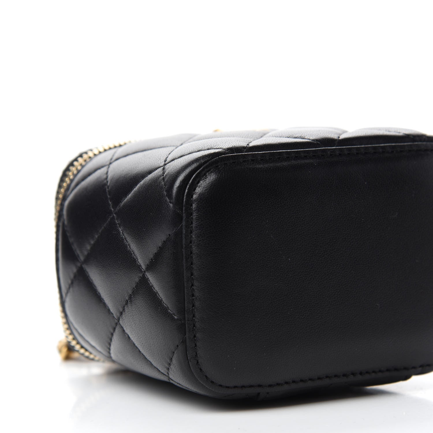 Chanel Lambskin Quilted Mini Pearl Crush Vanity Case With Chain Black 6 of 11