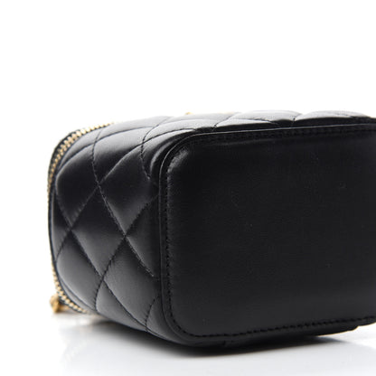 Chanel Lambskin Quilted Mini Pearl Crush Vanity Case With Chain Black 6 of 11