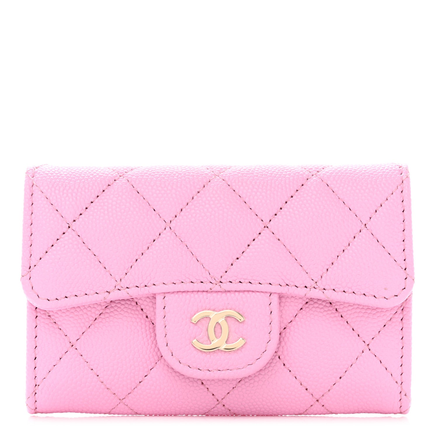 Chanel Caviar Quilted Flap Card Holder Wallet Light Pink 1 of 9