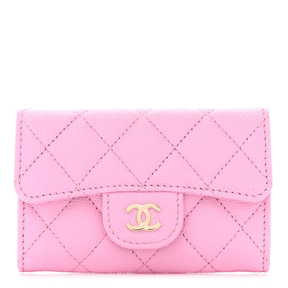 Chanel Caviar Quilted Flap Card Holder Wallet Light Pink 1 of 9