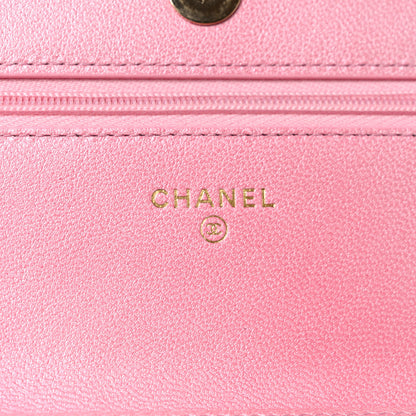 Chanel Cloudy Pearly Goatskin Quilted Wallet on Chain WOC Light Pink 6 of 11