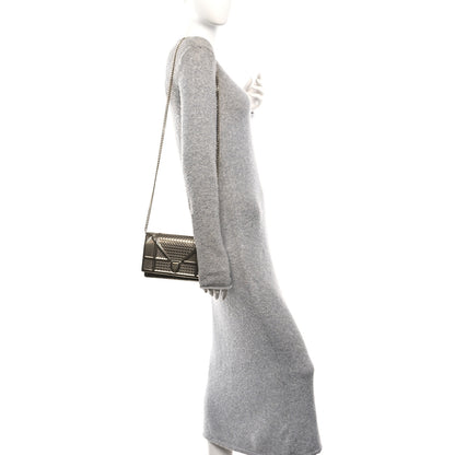 Christian Dior Metallic Patent Micro-Cannage Diorama Wallet on Chain Pouch Gold 2 of 9