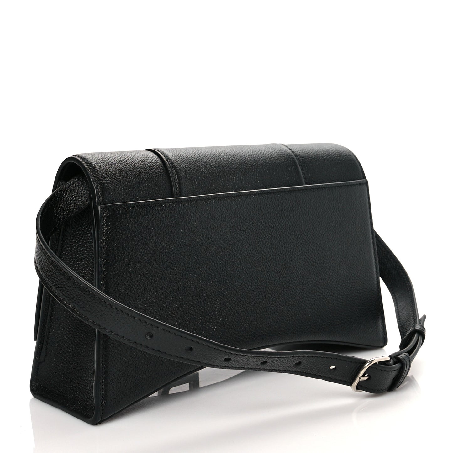 Grained Calfskin Small Hourglass Sling Shoulder Bag Black