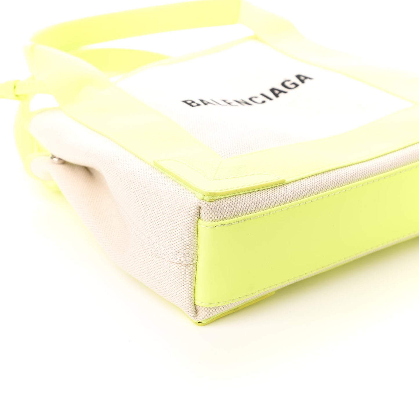 Cotton Canvas Satin Calfskin Navy Cabas XS Natural Fluo Yellow