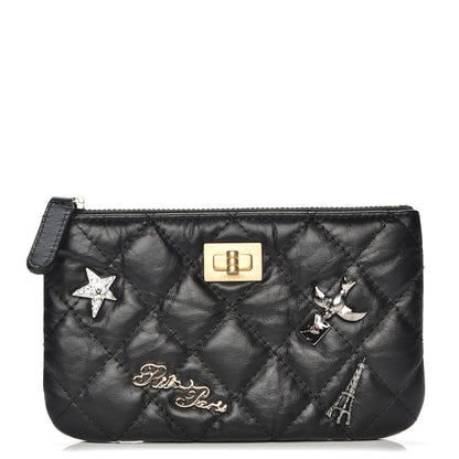 Chanel Aged Calfskin Quilted Small Lucky Charms Cosmetic Case Black 1 of 8