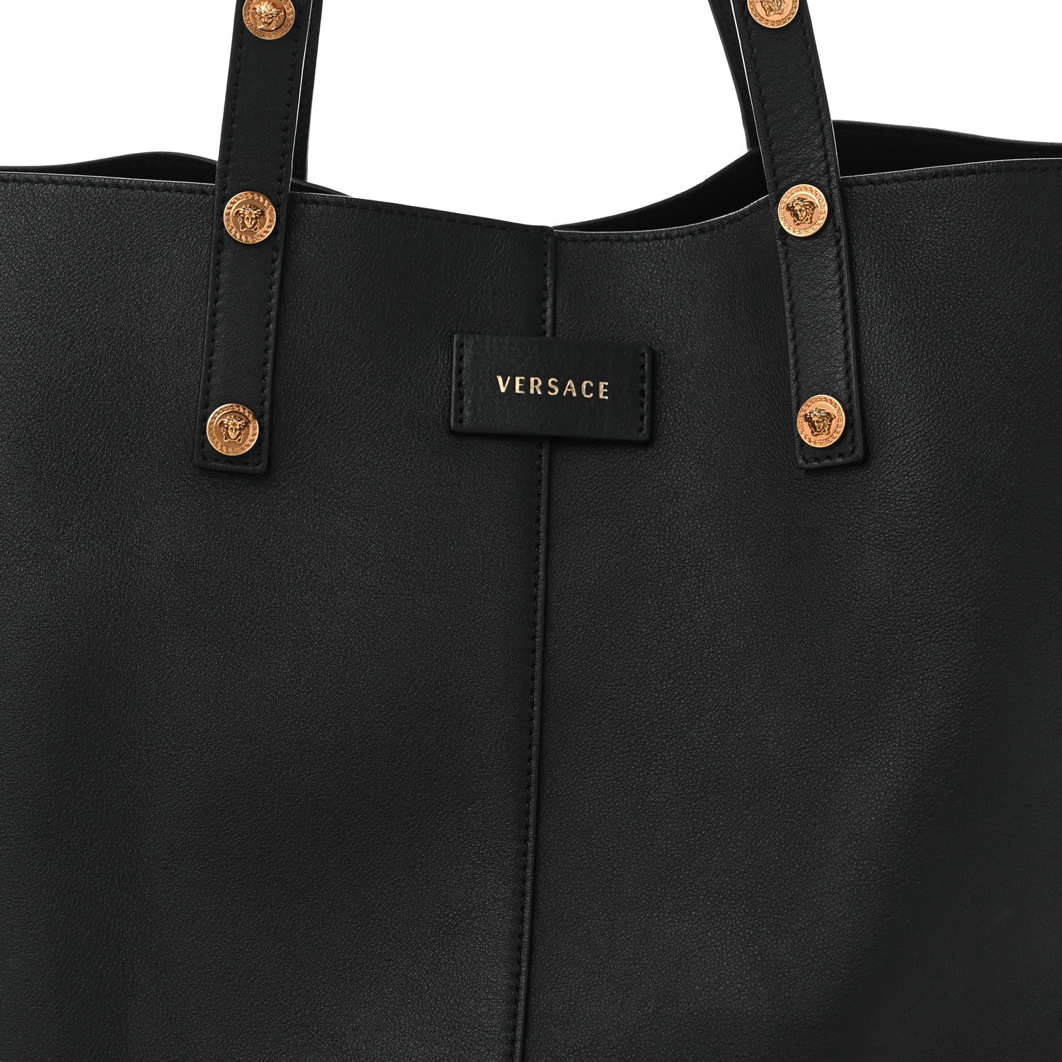 Versace Calfskin Palazzo Tote Black 7 of 9