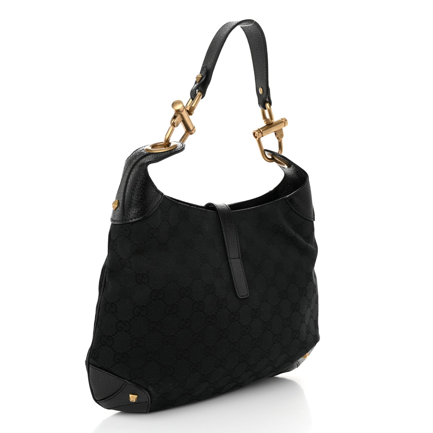 Gucci Monogram Piston Lock Jackie O Hobo Black 3 of 11