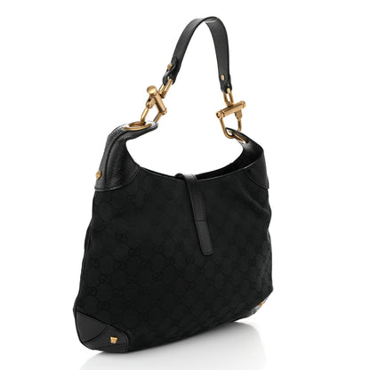 Gucci Monogram Piston Lock Jackie O Hobo Black 3 of 11