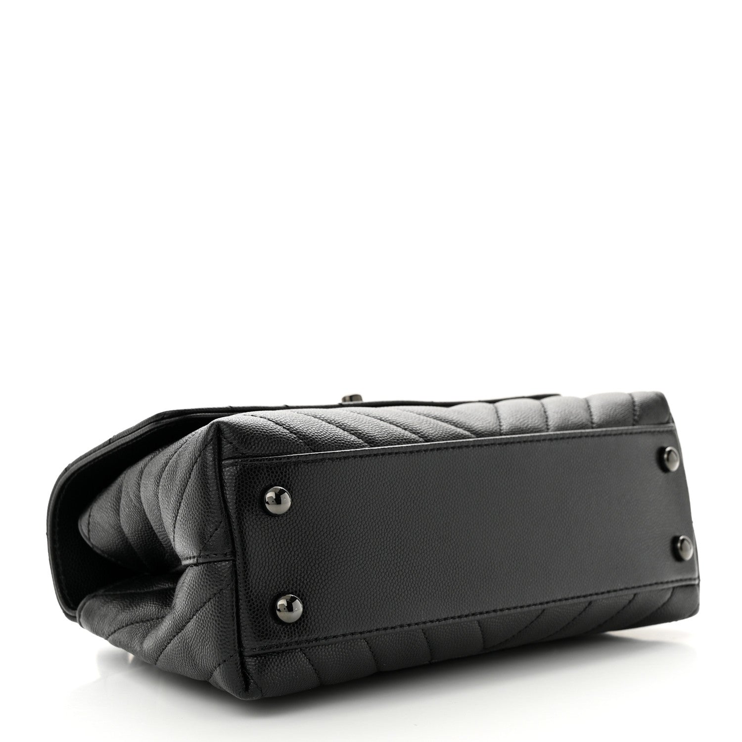 Chanel Caviar Chevron Quilted Mini Coco Handle Flap So Black 4 of 11