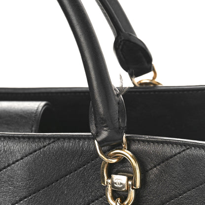 Chanel Calfskin Chevron Quilted Large Shopping Tote Black 13 of 15
