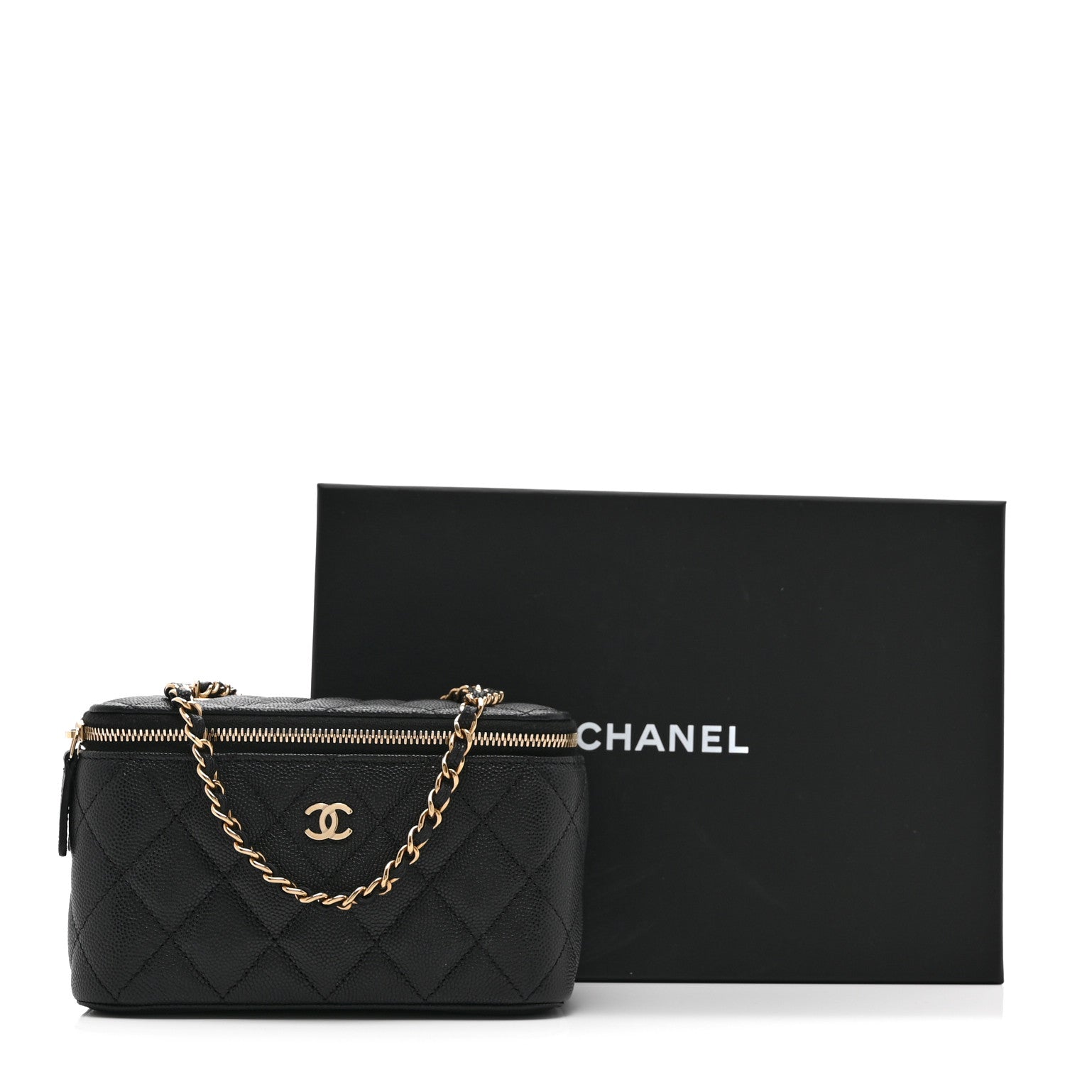 Chanel Caviar Quilted Small Vanity Case With Chain Black 11 of 11