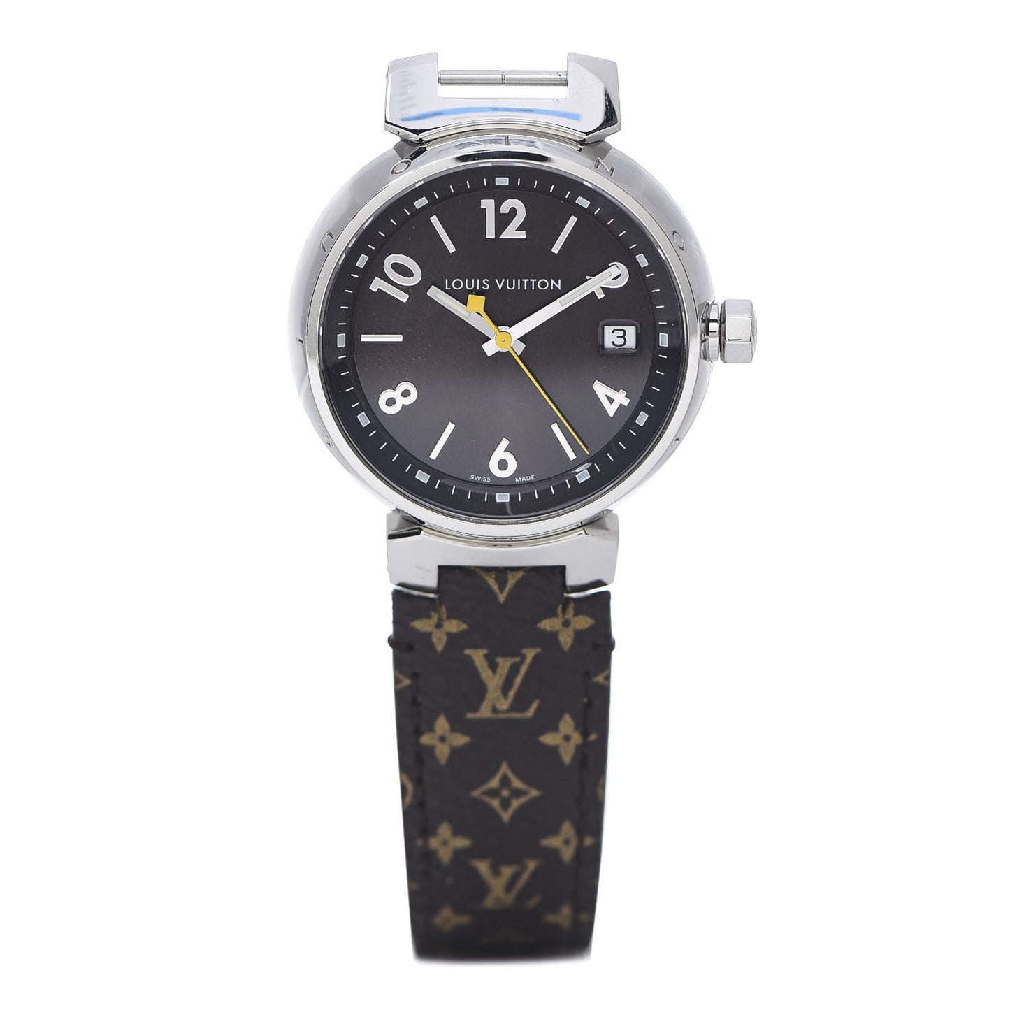 Stainless Steel Monogram 34mm Tambour Quartz Watch Brown