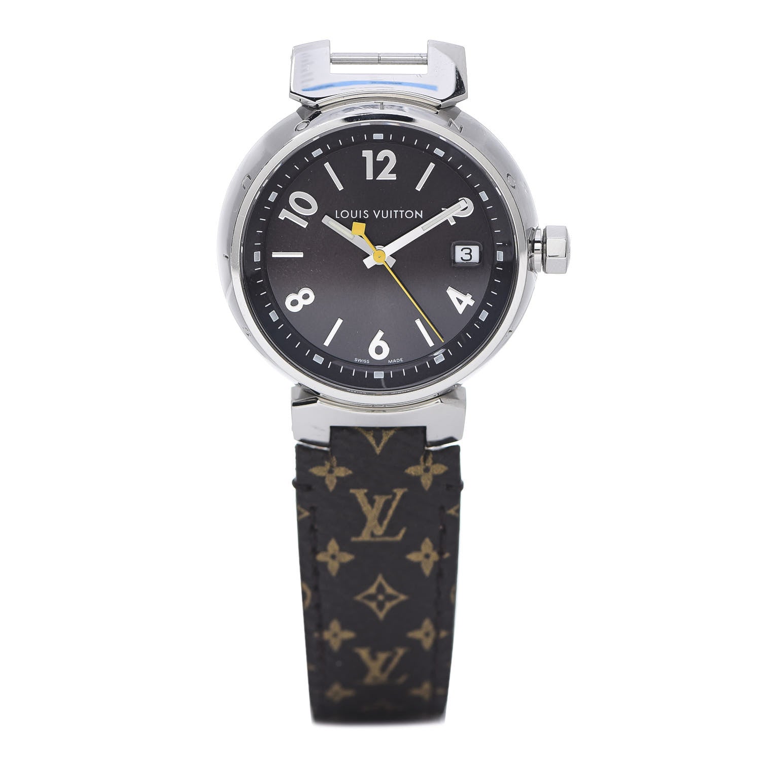 Louis Vuitton Stainless Steel Monogram 34mm Tambour Quartz Watch Brown 1 of 6