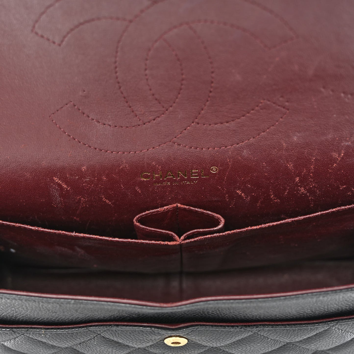 Caviar Quilted Jumbo Double Flap Black