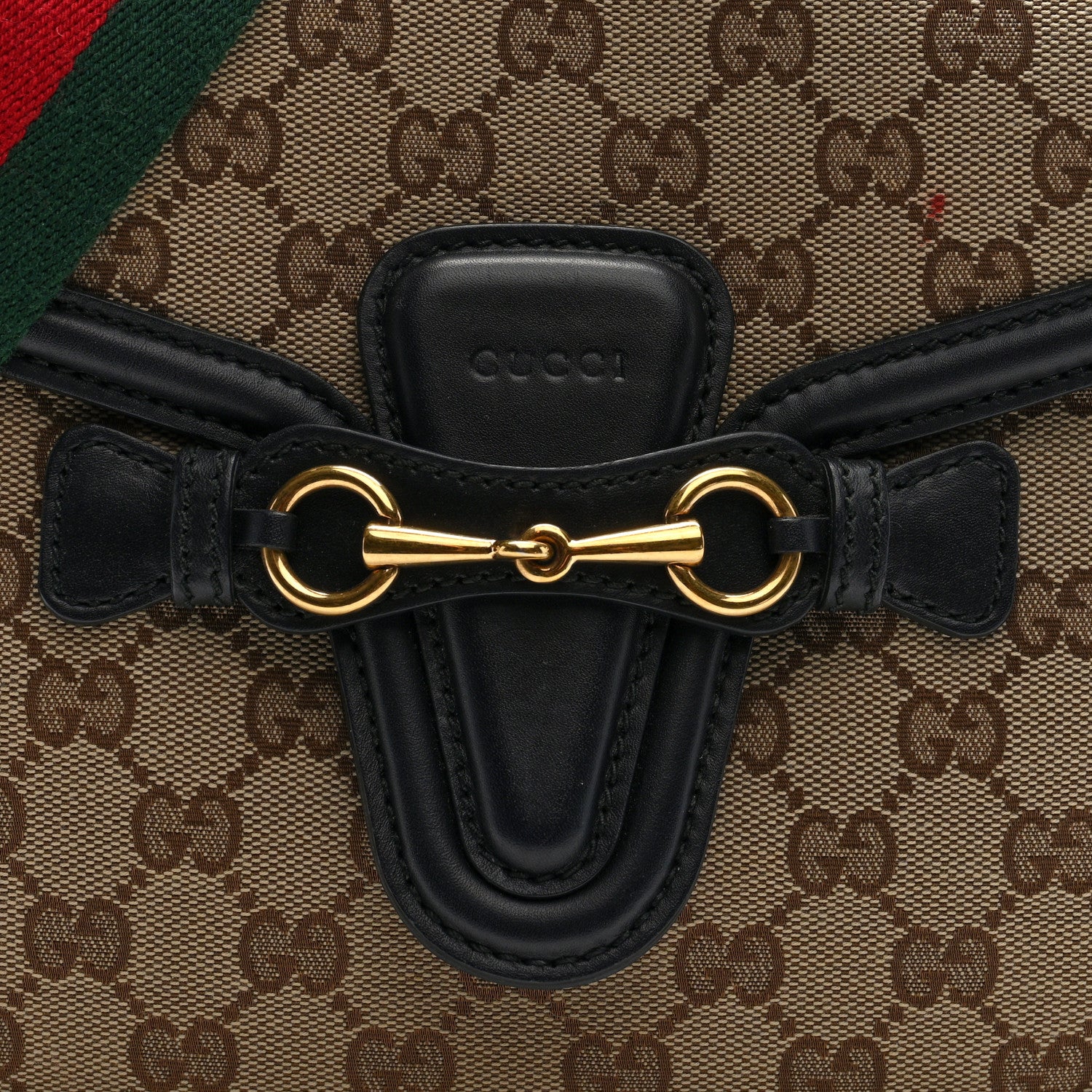 Gucci Monogram Ruinart Calfskin Medium Lady Web Shoulder Bag Beige Ebony Black 9 of 12
