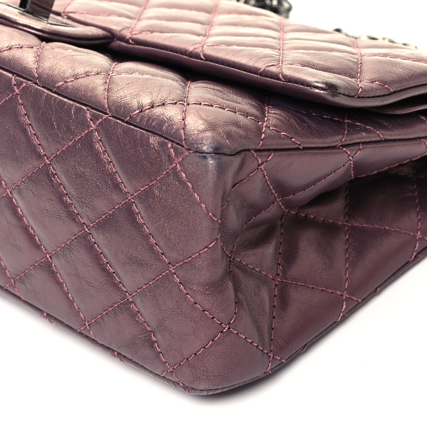 Metallic Aged Calfskin Quilted 2.55 Reissue 226 Flap Rose Fonce