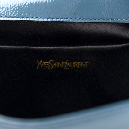 Saint Laurent Textured Patent Monogram Large Belle De Jour Clutch Turquoise 6 of 9