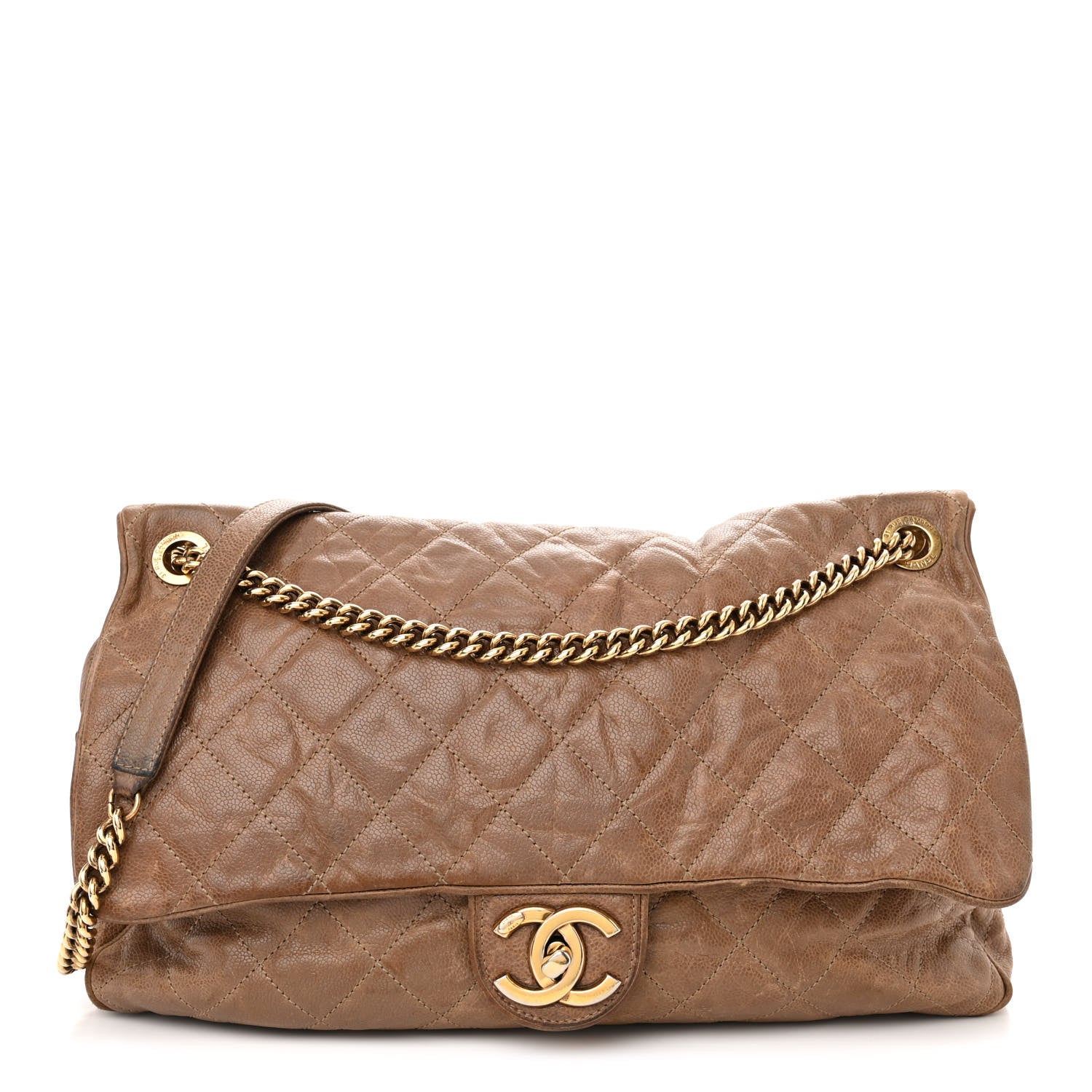 Chanel Crumpled Caviar Quilted Large Shiva Flap Beige 1 of 16