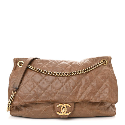 Chanel Crumpled Caviar Quilted Large Shiva Flap Beige 1 of 16