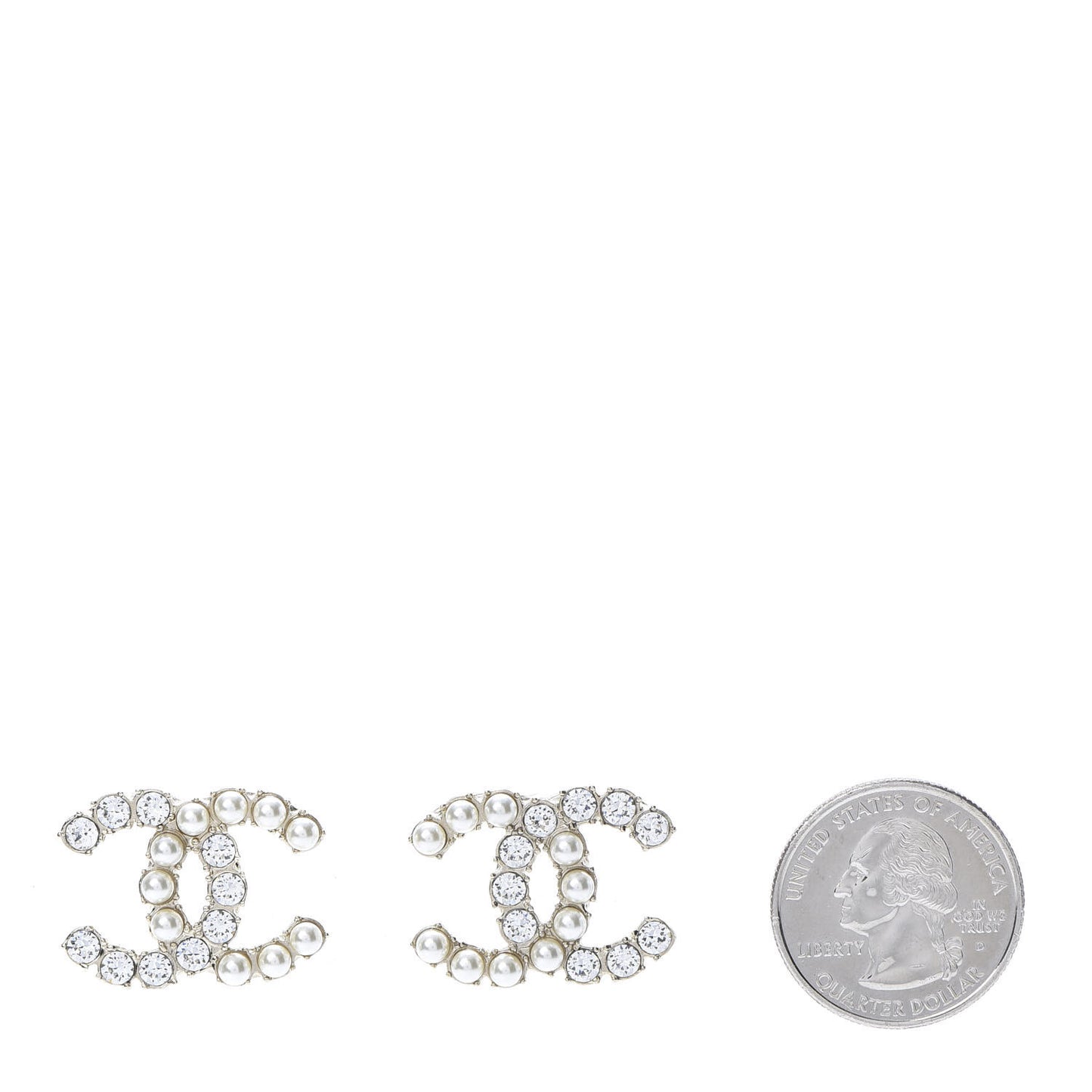 Crystal Pearl CC Dazzling Domino Earrings Gold